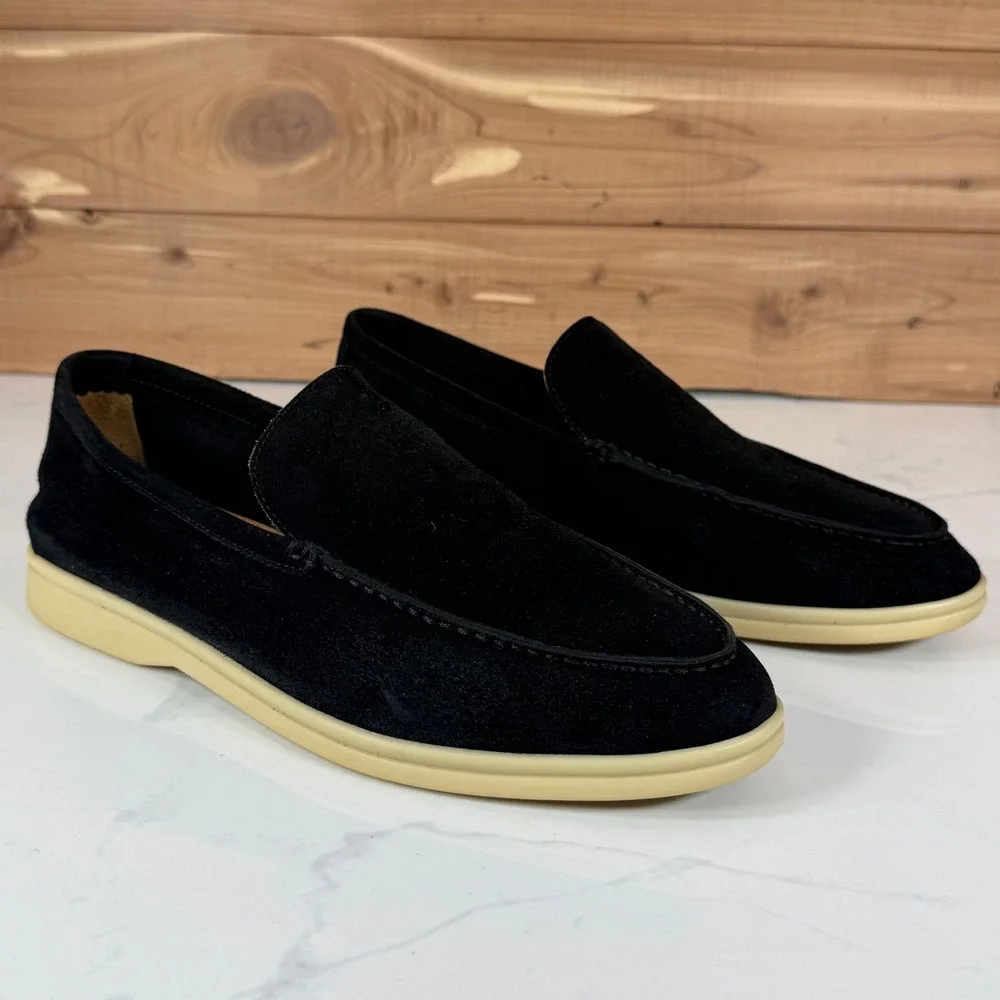 Loro Piana Summer Walk Black Suede Loafers Mens 41/ US 9  Made in Italy Luxury